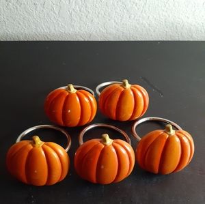 GORGEOUS Pumpkin 2" Napkin Rings Set of 5.